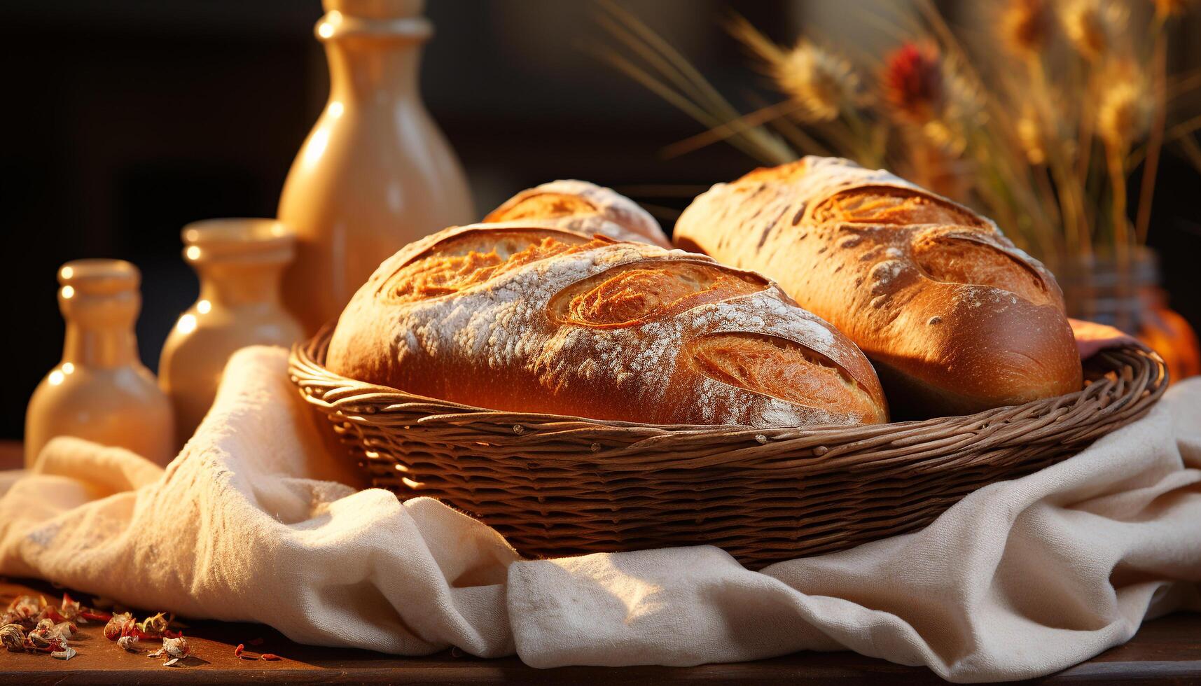 ai gegenereerd eigengemaakt fijnproever ciabatta, een rustiek, gezond, gebakken genot gegenereerd door ai foto