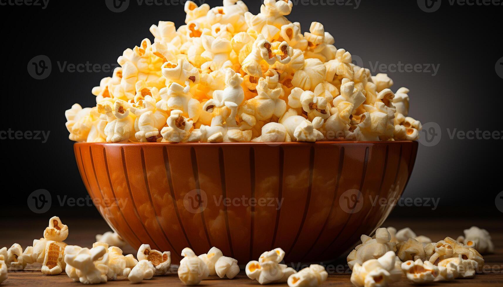 ai gegenereerd vers popcorn in een schaal, perfect film theater tussendoortje gegenereerd door ai foto