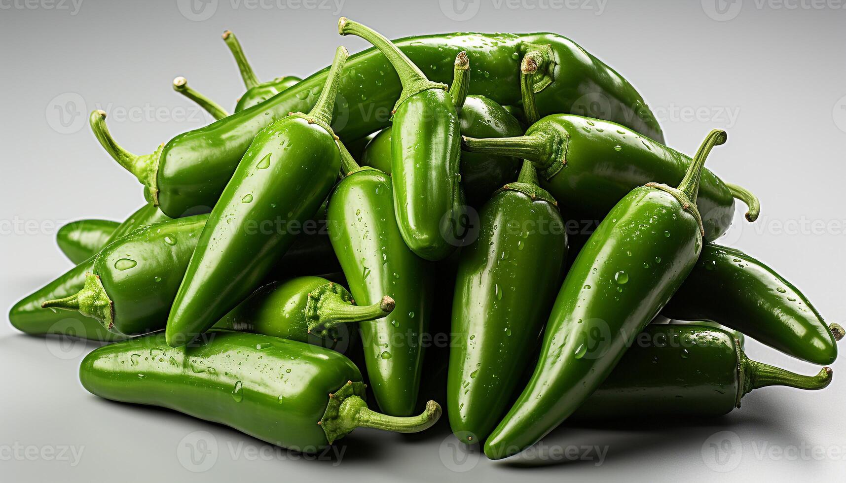 ai gegenereerd vers, biologisch, gezond aan het eten een levendig stapel van groen paprika's gegenereerd door ai foto