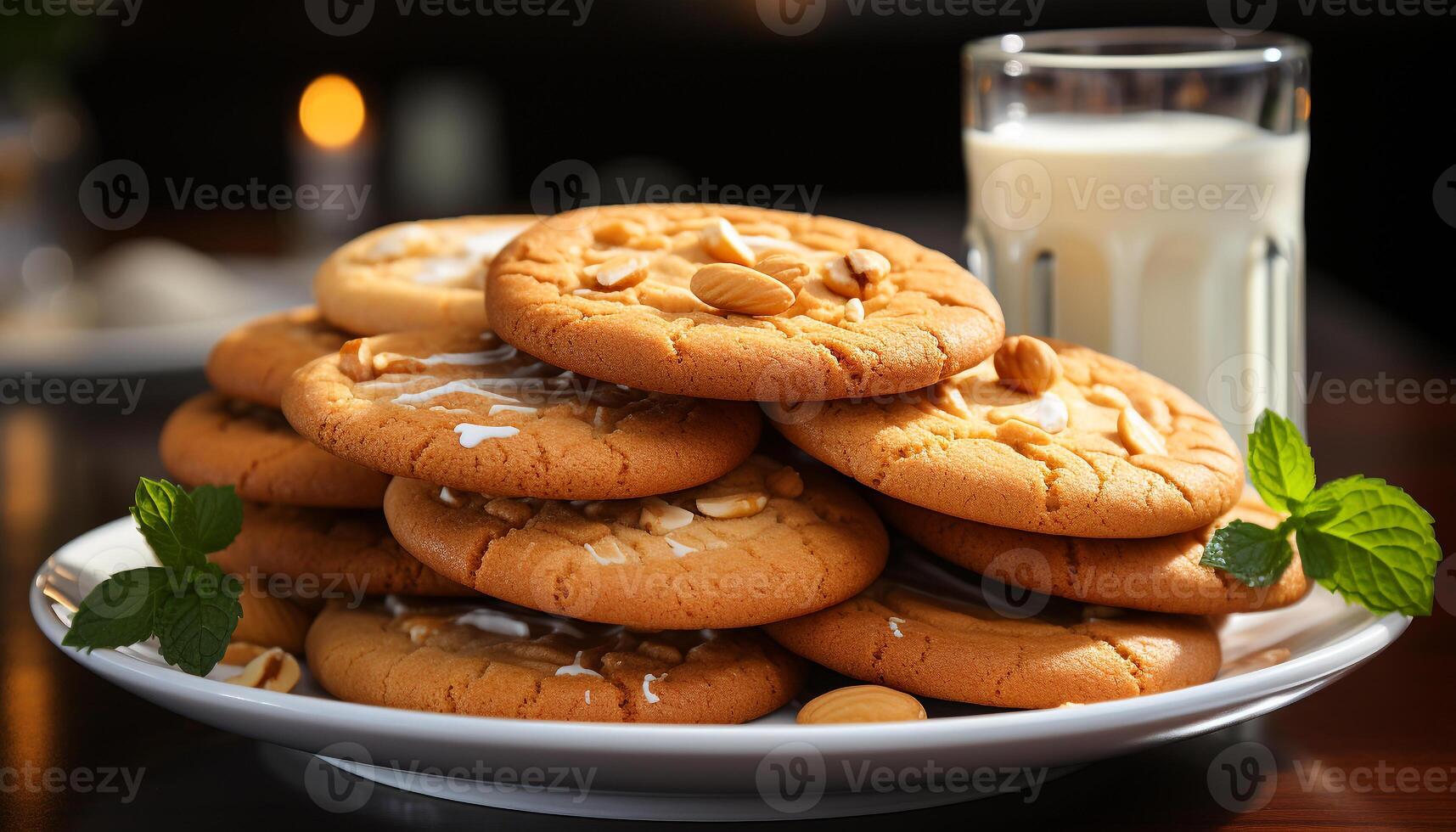 ai gegenereerd vers gebakken eigengemaakt chocola spaander koekjes Aan een houten tafel gegenereerd door ai foto