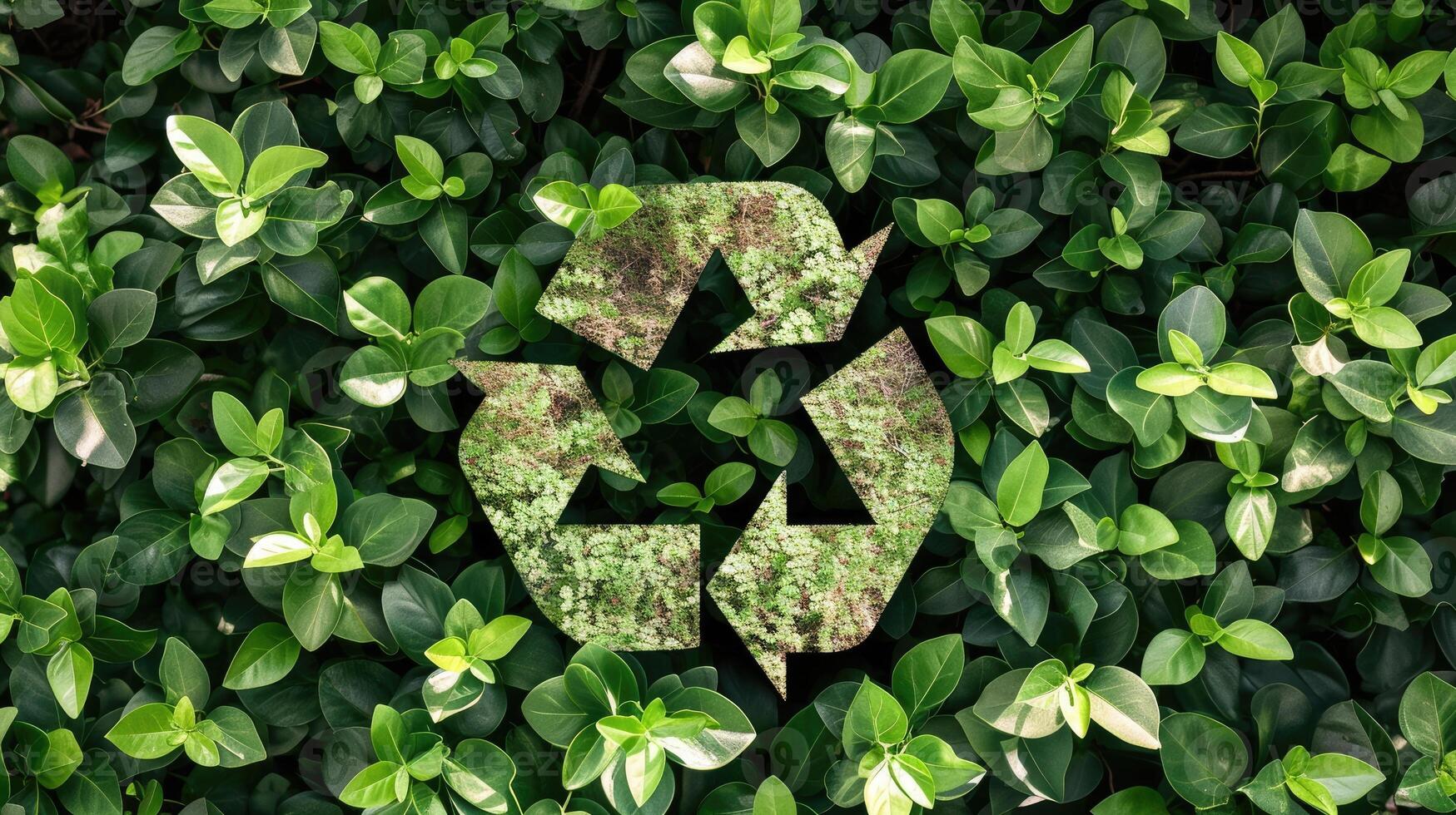 ai gegenereerd recycling concept in levendig groente, symboliseert milieuvriendelijk praktijken voor een duurzame toekomst, ai gegenereerd. foto
