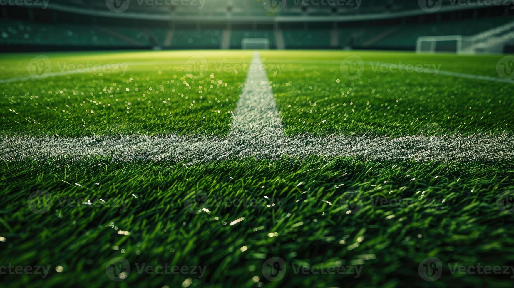 ai gegenereerd voetbal veld- in Amerikaans voetbal stadion Kenmerken nauwkeurig gras patronen, verbeteren de atletisch sfeer. ai gegenereerd. foto