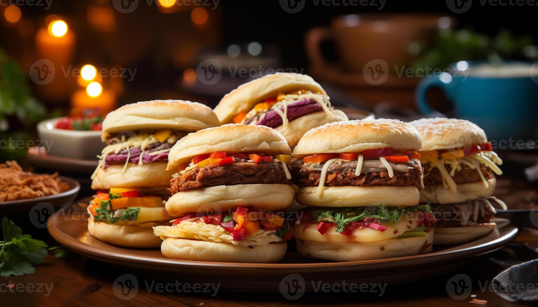 ai gegenereerd gegrild rundvlees hamburger Aan houten tafel, vers en heerlijk gegenereerd door ai foto