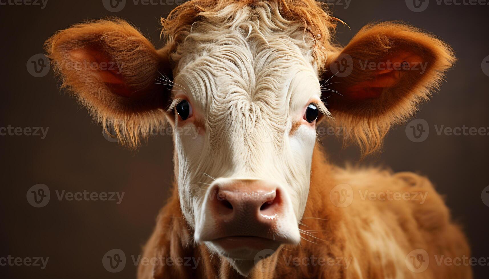 ai gegenereerd schattig koe begrazing Aan groen weide, op zoek Bij camera gegenereerd door ai foto