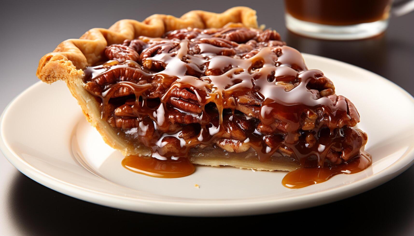 ai gegenereerd eigengemaakt chocola nagerecht, zoet plak van toegeeflijkheid Aan bord gegenereerd door ai foto