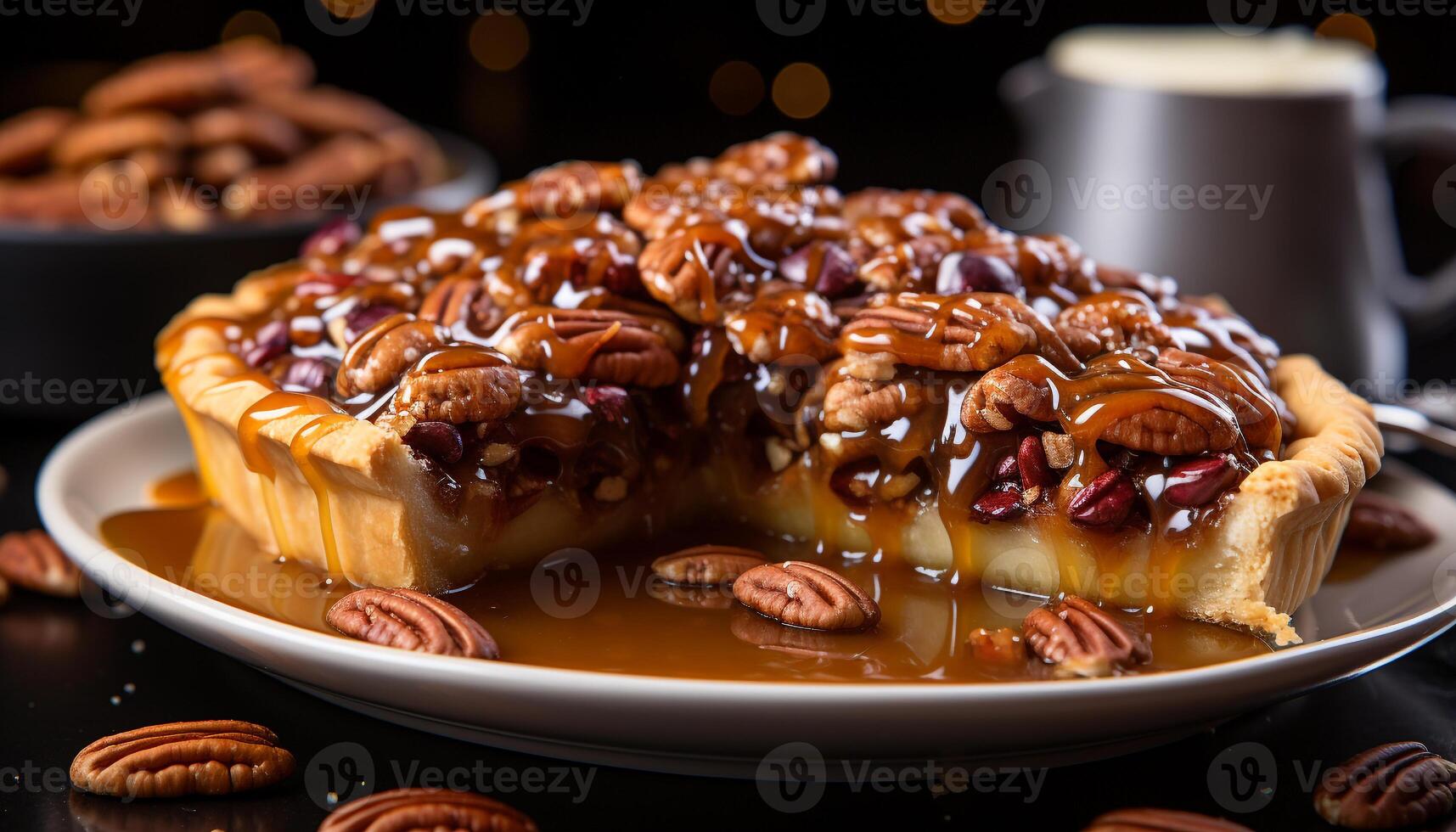 ai gegenereerd eigengemaakt donker chocola nagerecht, een zoet toegeeflijkheid Aan houten tafel gegenereerd door ai foto