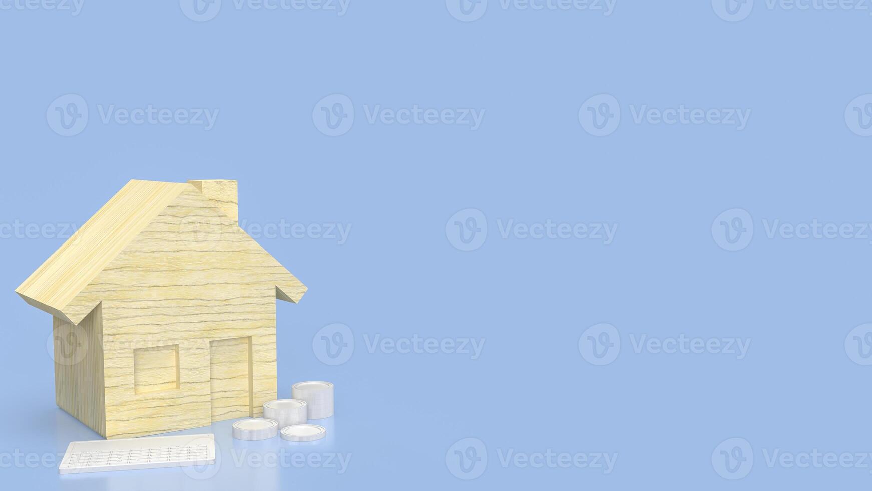 de hout huis voor eigendom of echt landgoed concept 3d weergave. foto