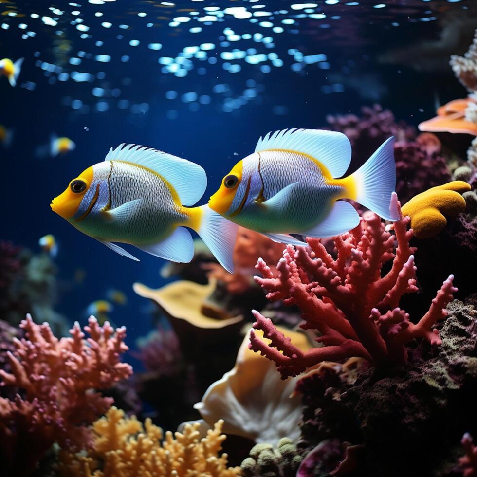 ai gegenereerd oceaan leven mooi onderwater- tafereel met tropisch vis en koraal voor sociaal media post grootte foto