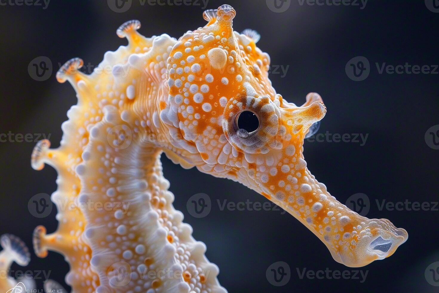 ai gegenereerd extreem macro schot van zeepaardje. levendig oranje tinten. schoonheid van natuur. aarde dag. ai gegenereerd foto