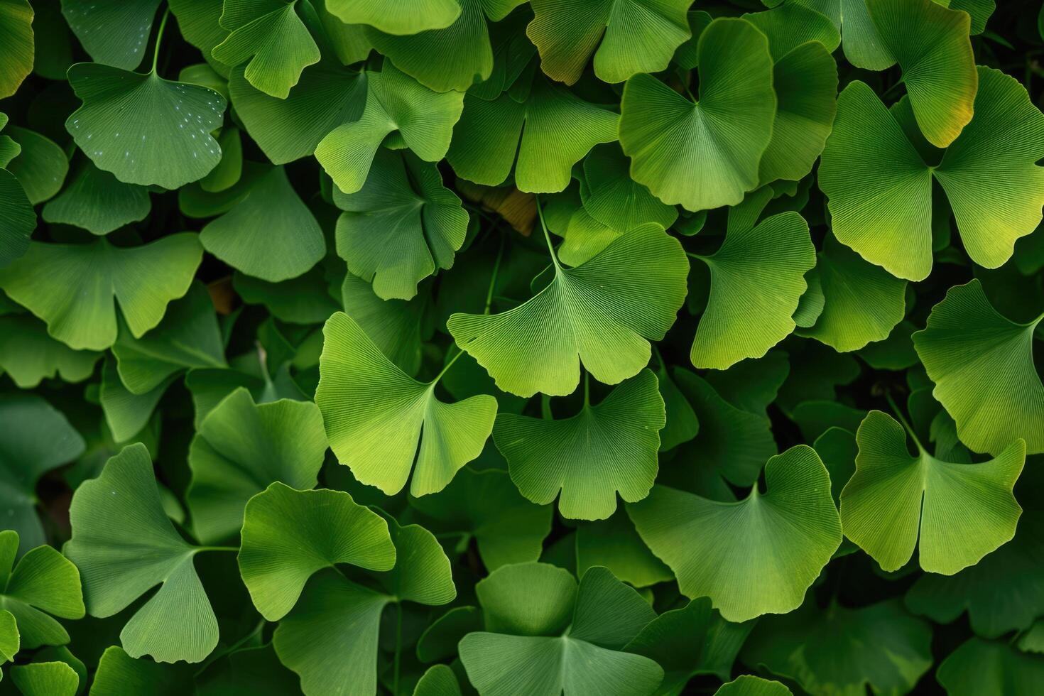 ai gegenereerd haarmos of ginkgo biloba bladeren. genezing fabriek in traditioneel Chinese geneeskunde foto