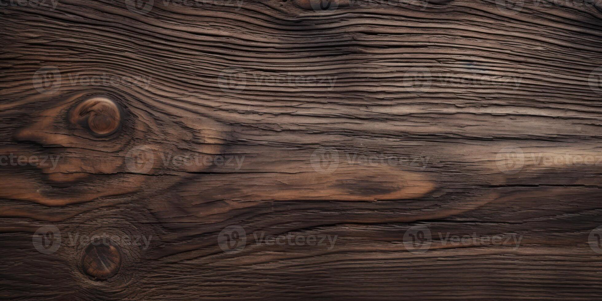 ai gegenereerd wijnoogst houten bord. donker grunge structuur achtergrond met hout patroon foto
