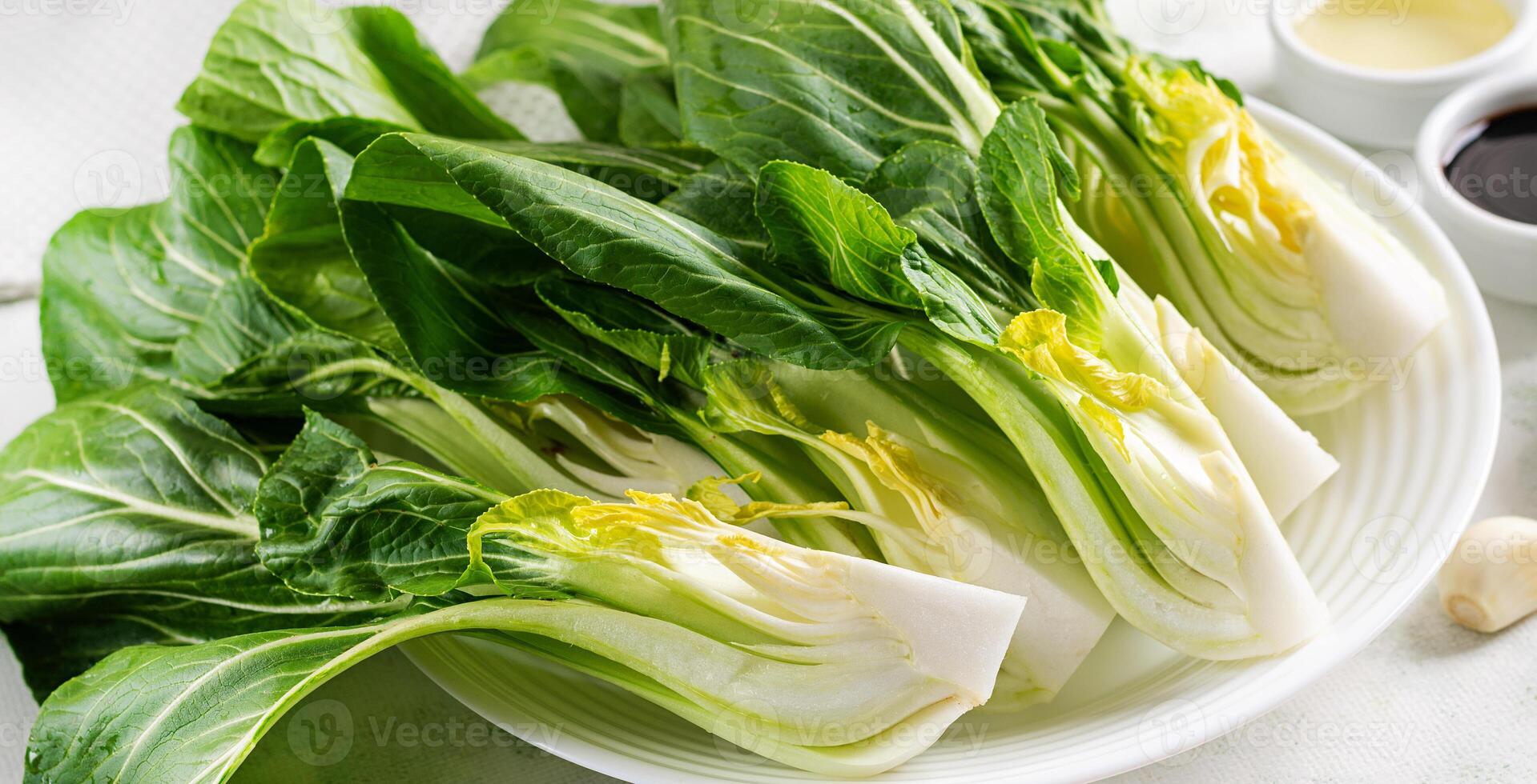 biologisch en vers bok choy of pak choi of pok choi.brassica rapa. groenten foto