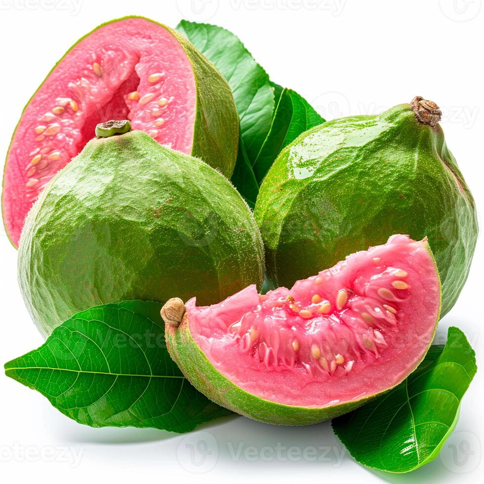 ai gegenereerd guava Aan wit geïsoleerd achtergrond - ai gegenereerd beeld foto