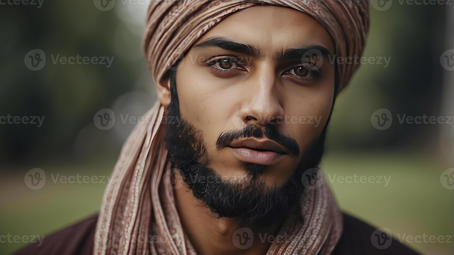 ai gegenereerd portret van een mooi jong moslim Mens, portret van een Mens, mooi moslim Mens foto