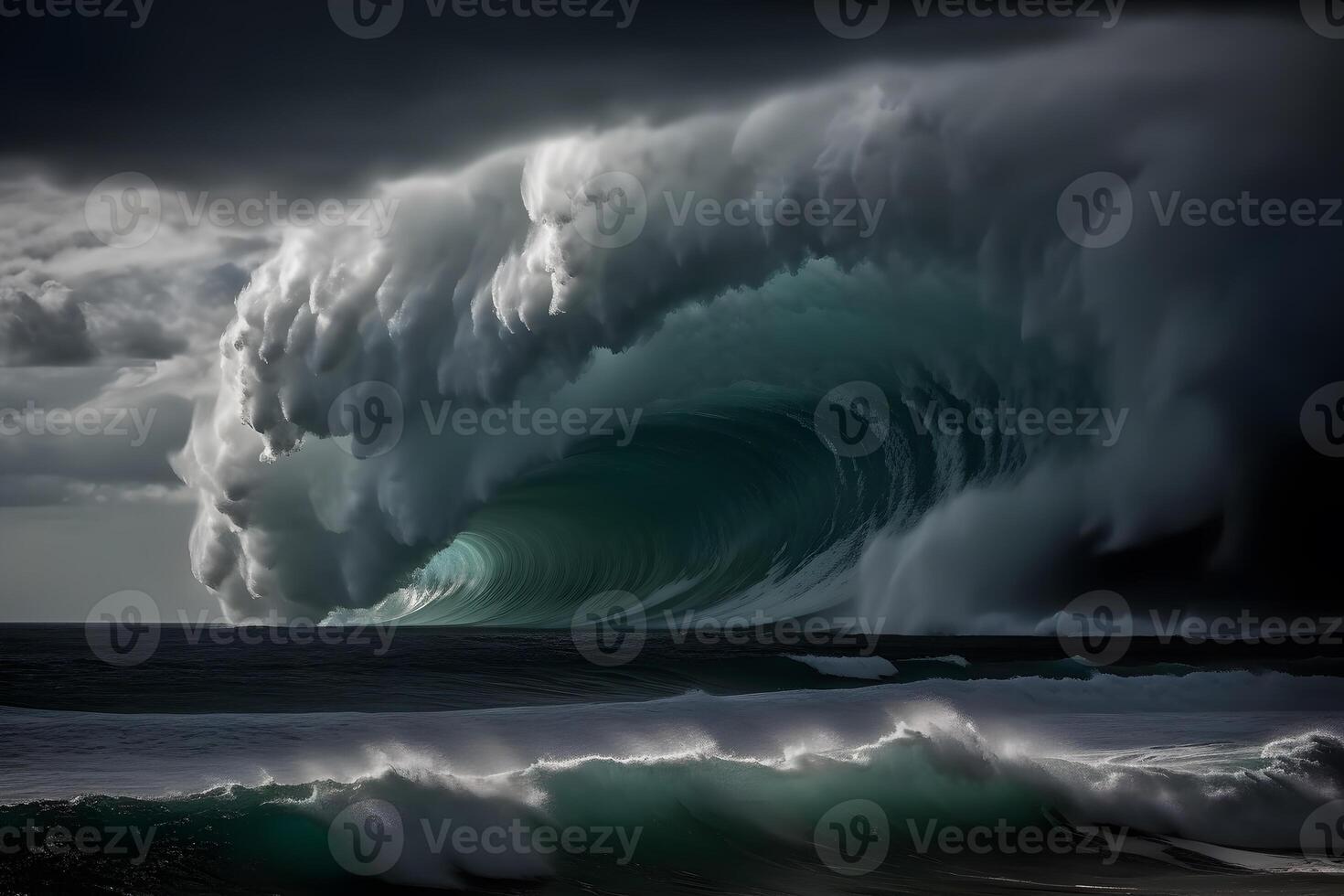 ai gegenereerd de perfect paddestoel wolk storm over- de zee. neurale netwerk ai gegenereerd foto