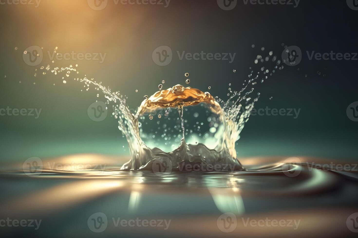 ai gegenereerd water plons. vallend laten vallen van regen. neurale netwerk ai gegenereerd foto