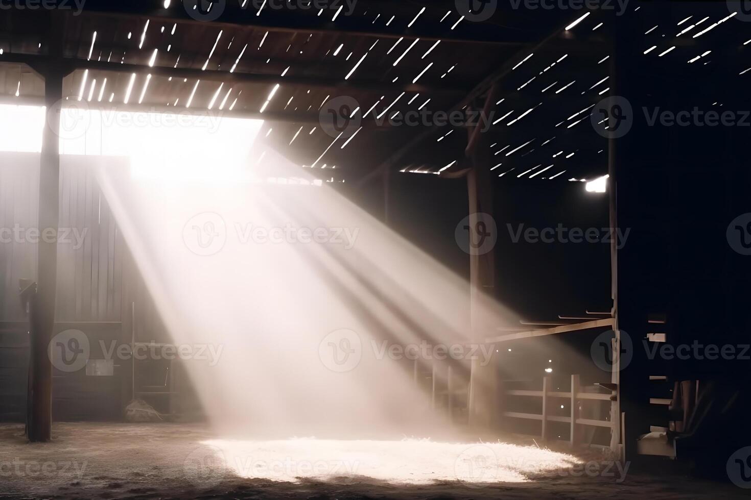 ai gegenereerd stralen van licht in de schuur. neurale netwerk ai gegenereerd foto