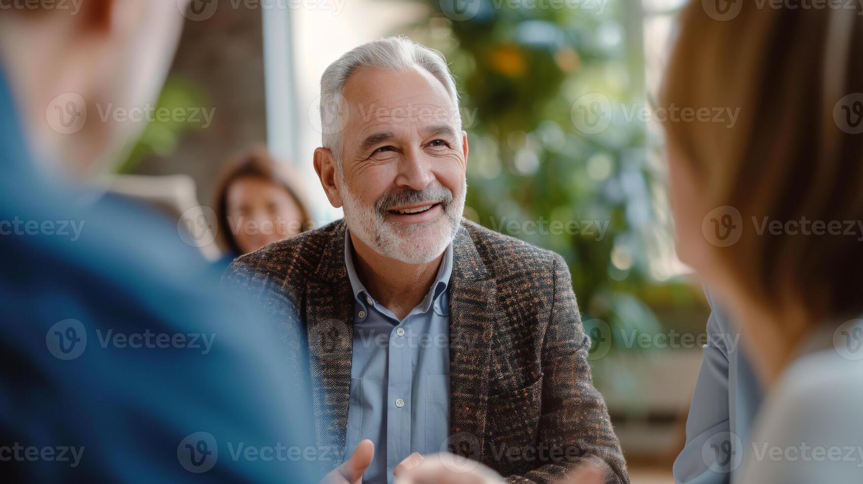 ai gegenereerd pensioen planning werkplaats voor senioren met financieel adviseur foto