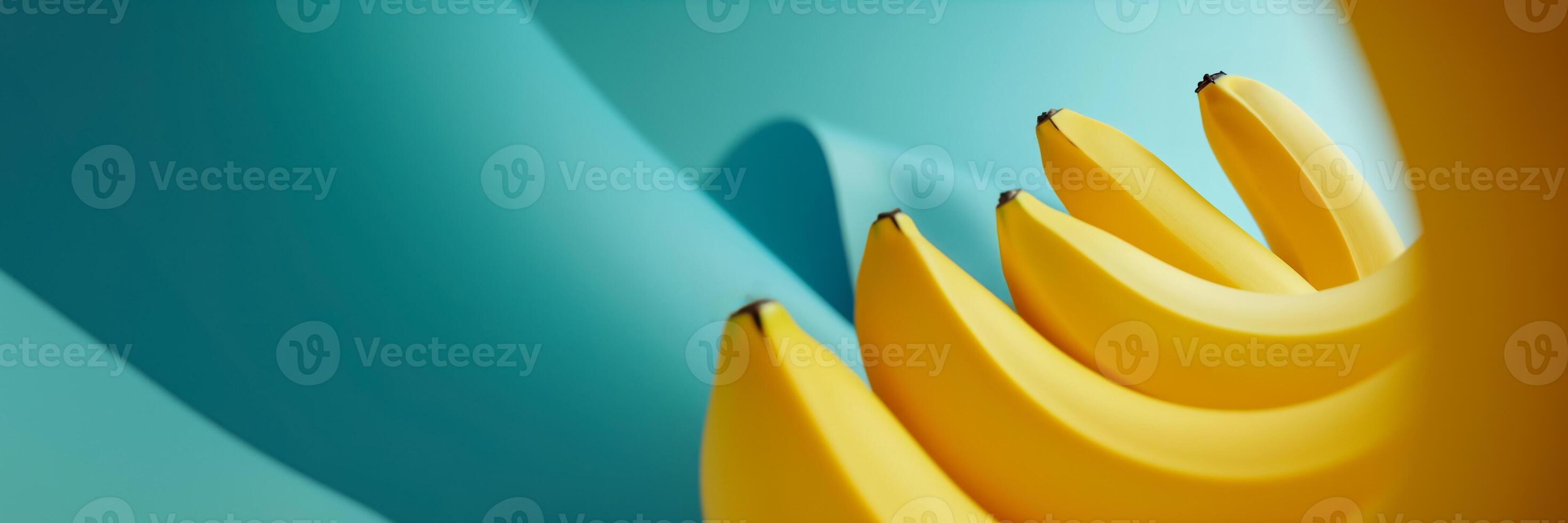 ai gegenereerd gebogen bananen Aan helling gezond ruimte foto