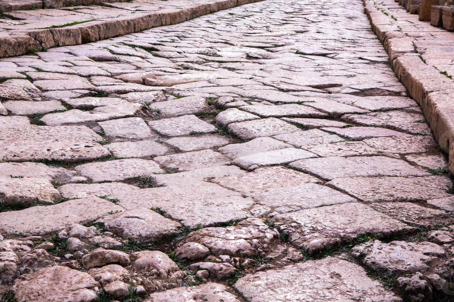 Romeins ruïnes in de Jordaans stad van jerash. de ruïnes van de omringt door een muur Grieks-Romeins regeling van gerasa alleen maar buiten de modern stad. de jerash archeologisch museum. foto