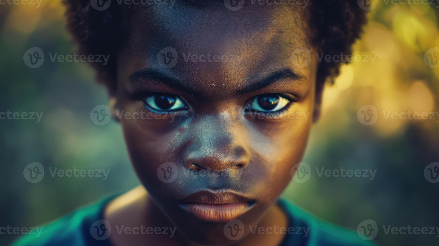 ai gegenereerd een attent afbeelding van een Afro Amerikaan jongen exposeren een echt gedragswijze. foto