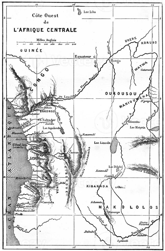 centraal Afrika, wijnoogst gravure. foto