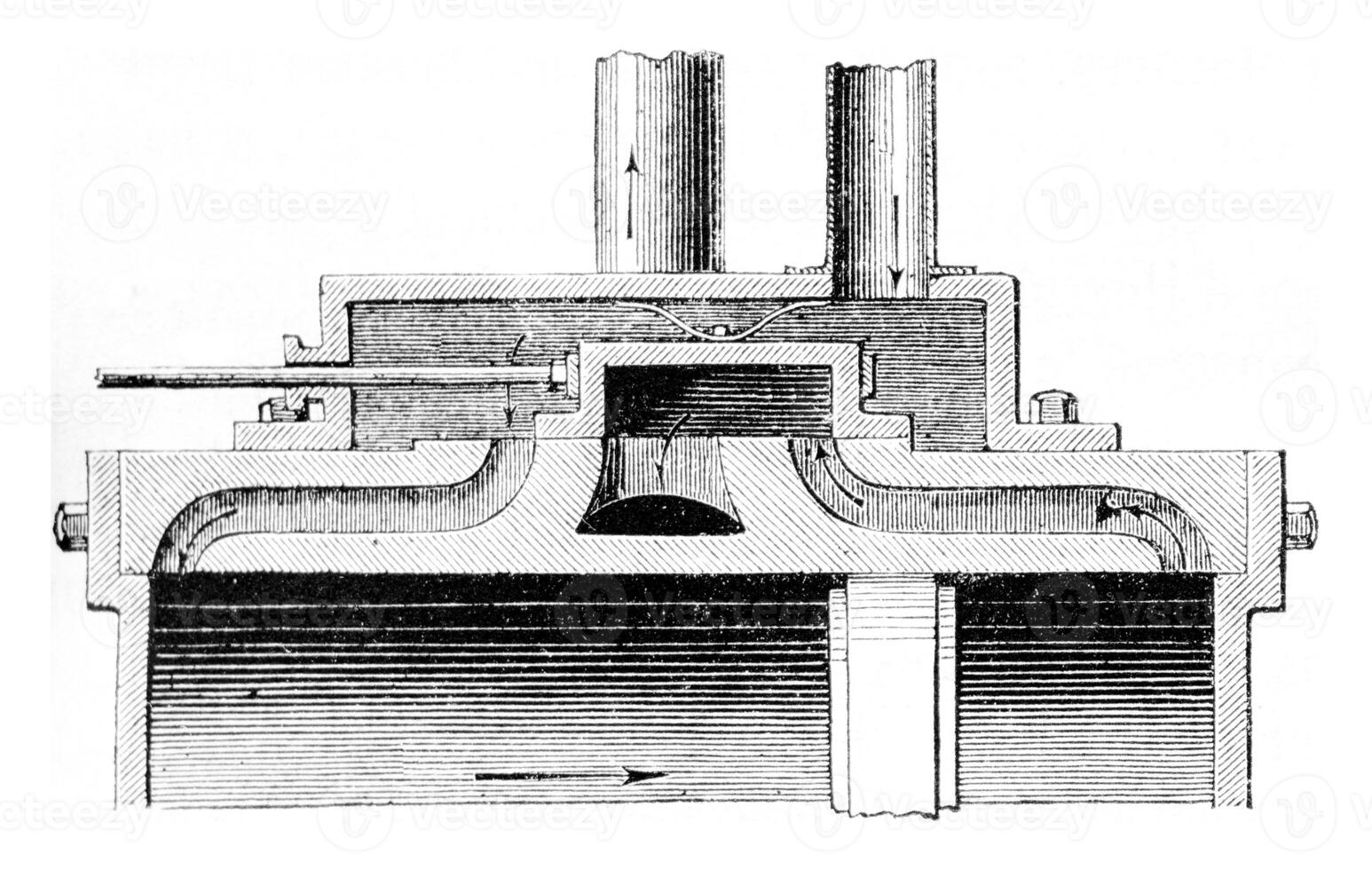 lade eerste positie, wijnoogst gravure. foto