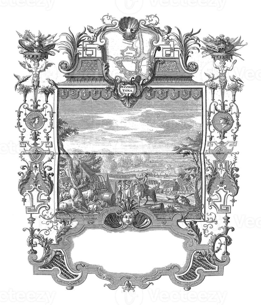 vastleggen van pizzighitone, 1706, wijnoogst illustratie. foto
