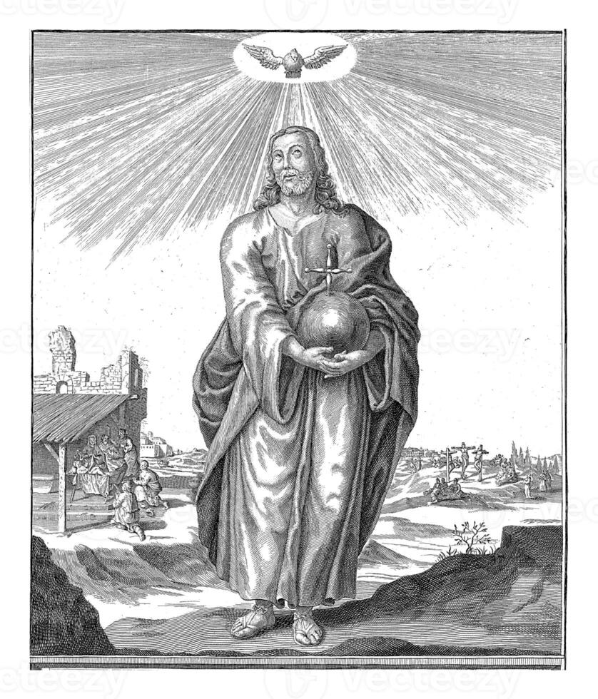 staand Christus met de appel van de koninkrijk en de heilig geest, Iven zoet, 1730 - 1769 foto