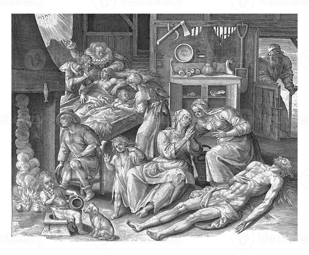 een huis van rouwen, Nicolaas de bruijn, na maerten de vos, 1581 - 1656 foto