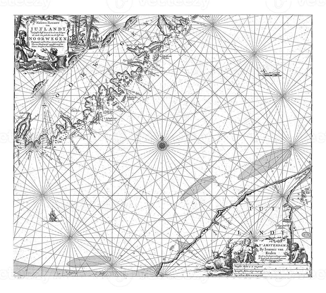 paspoort kaart van een deel van de kust van Noorwegen en jutland, jan luiken foto
