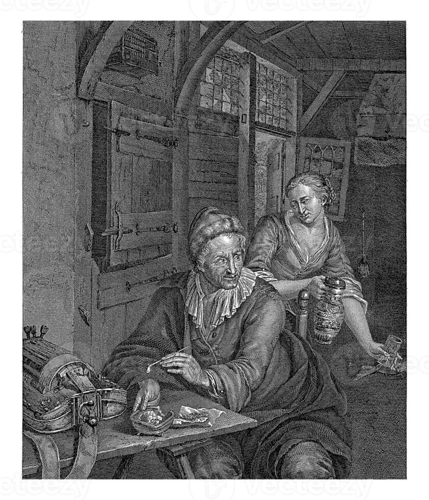 lier keerpunt in een cafe, louis ef garreau, na willem busje mieris, 1788 foto