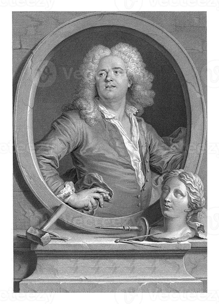 portret van guillaume controleur, nicolas de larmessin iii, na Jacques de lyen, 1694 - 1755 foto