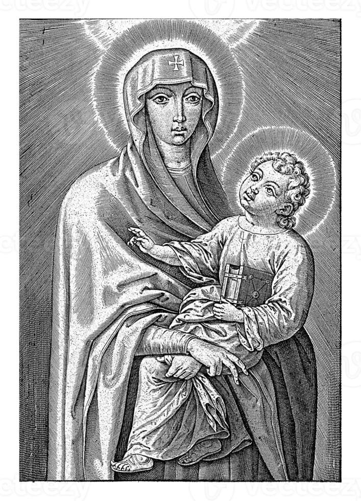 Maria met de Christus kind, hieronymus Wierix, 1563 - 1600 foto