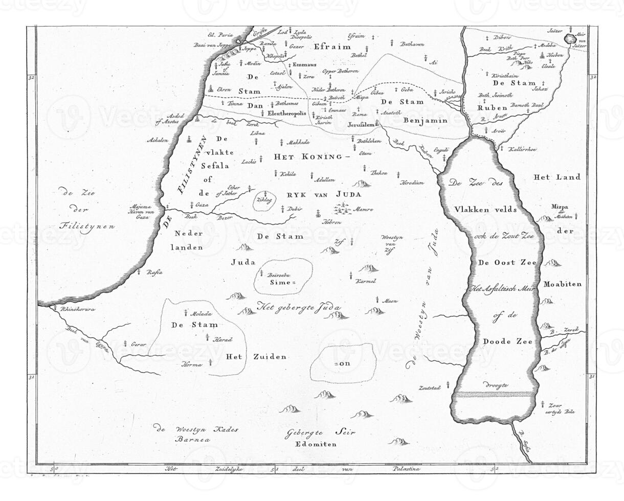 kaart van de zuidelijk een deel van Palestina, jan busje levens, 1793 foto