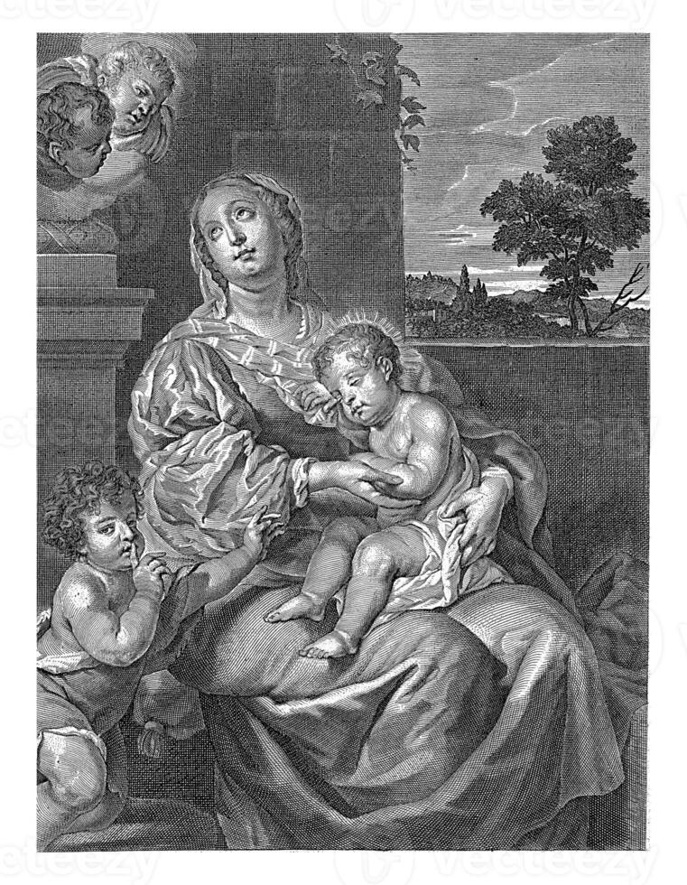 Madonna met slapen kind en John de doper, richard collin, c. 1678 foto