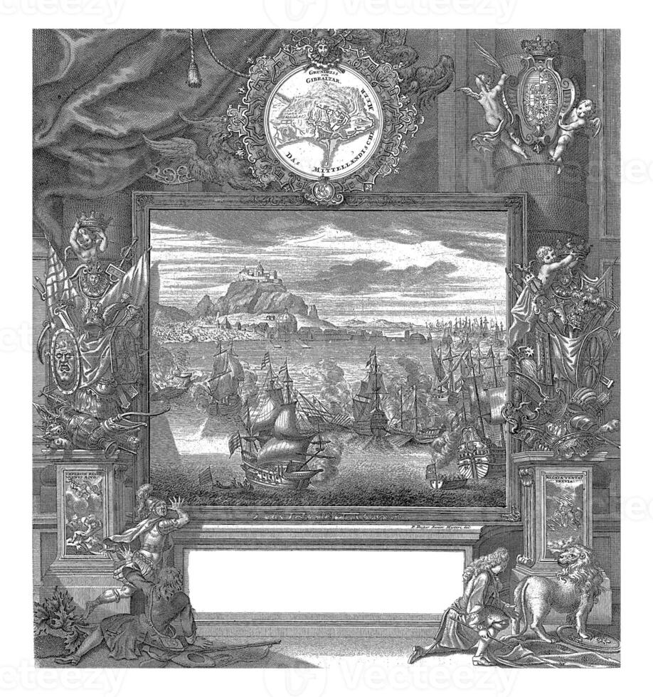 Verlichting van Gibraltar, 1705, Johann jakob kleinschmidt, na paul decker foto