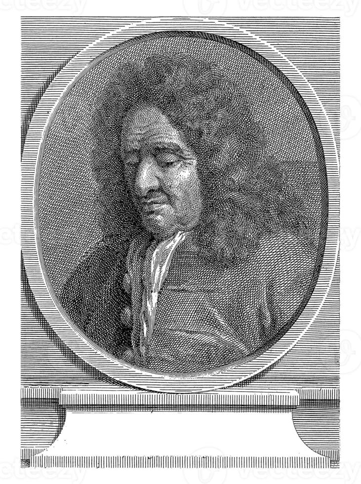 portret van rene boudier in een ovaal kader, simon henri Thomasin, 1697 - 1741 foto