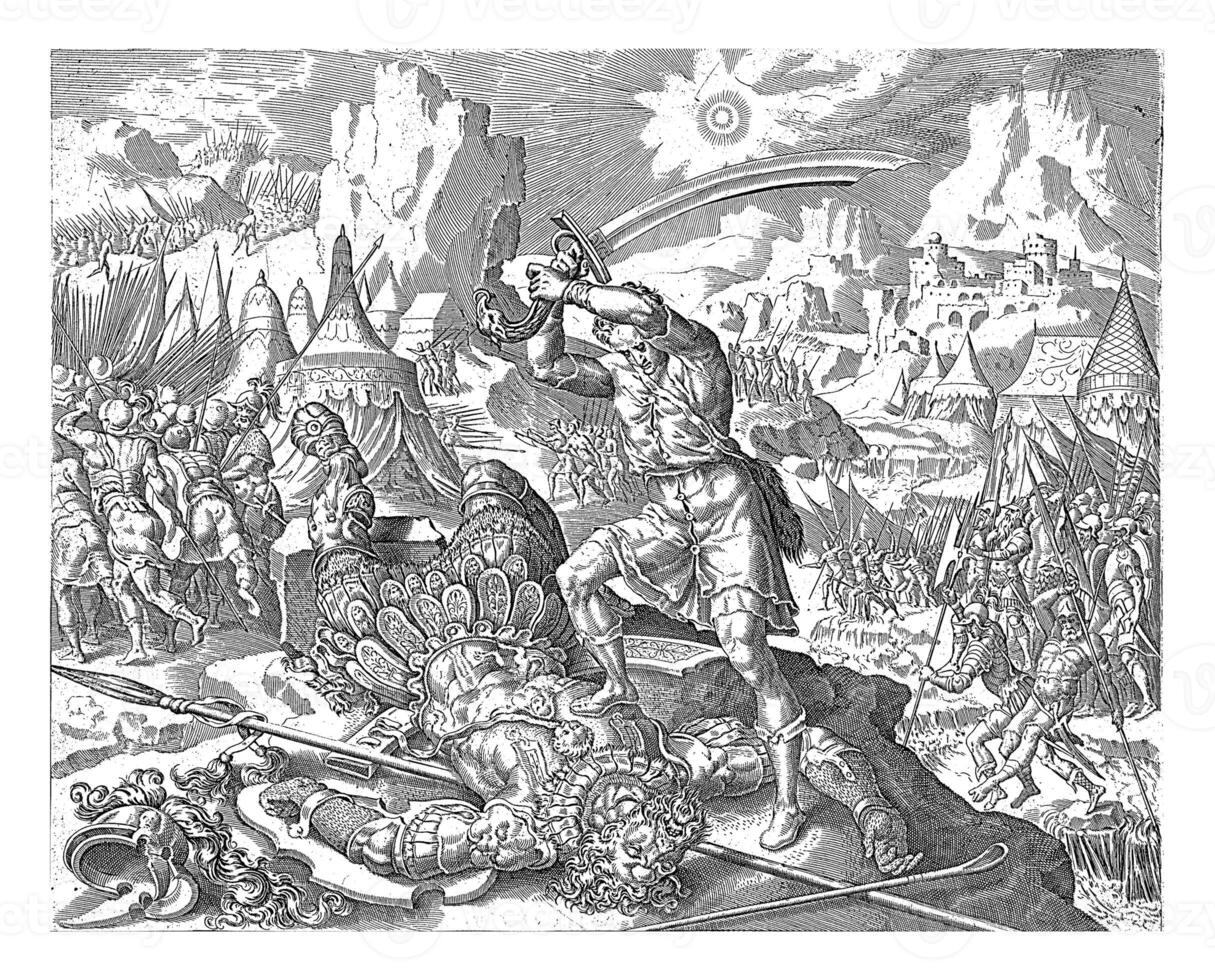 david onthoofdt goliat, anoniem, na maarten busje heemskerck, 1555 - 1633 foto