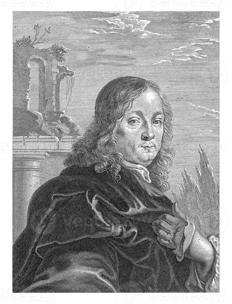 portret van de schilder gaspar de wit, richard collin, na antoni ik goubau, 1662 foto