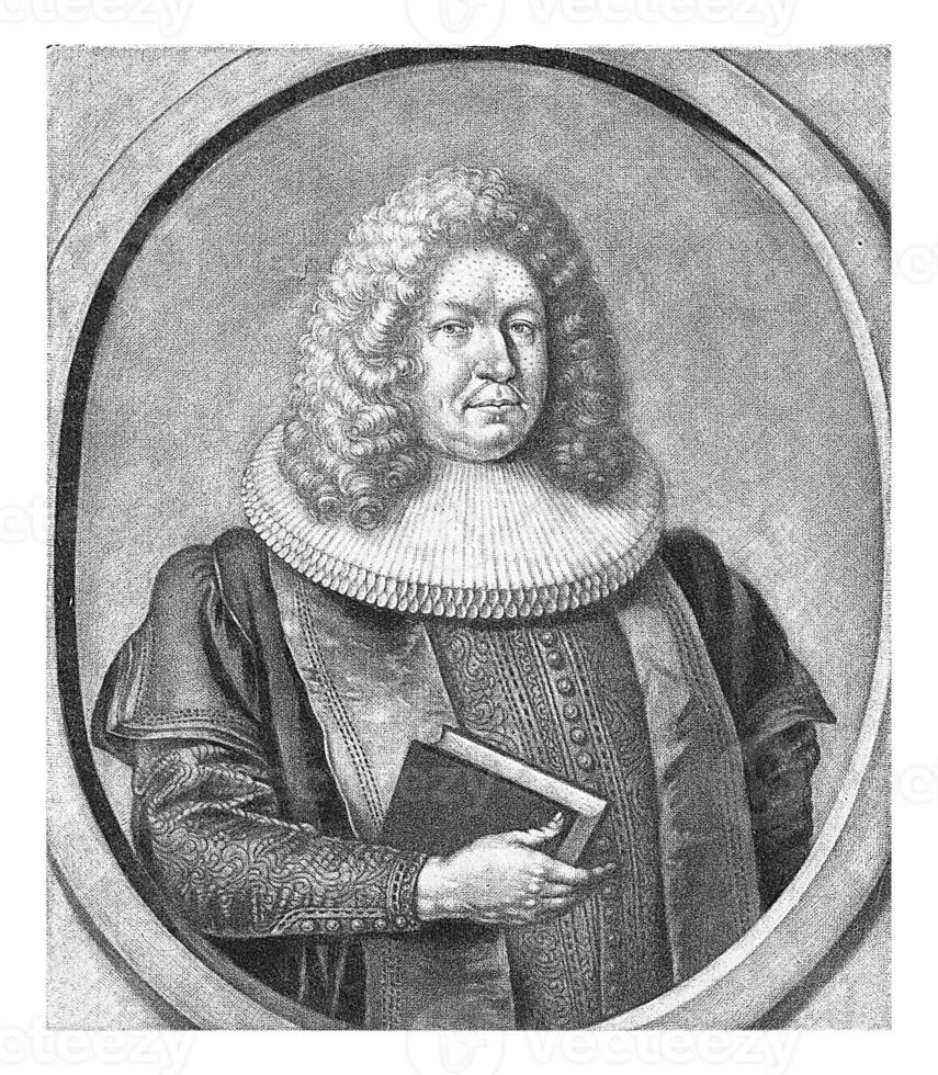 portret van Samuel Schultz, pieter schenk i, na Johann georg stuhr, 1699 foto