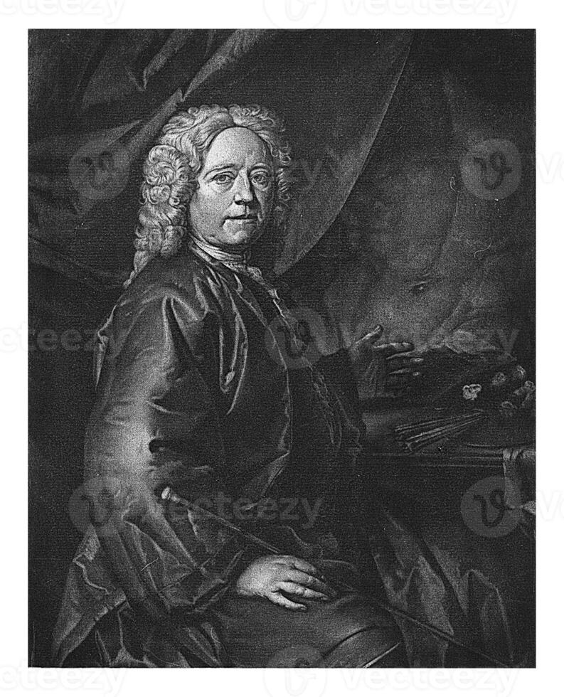 portret van richard busje bleek, pieter busje bleek, na richard busje bleek, 1735 foto