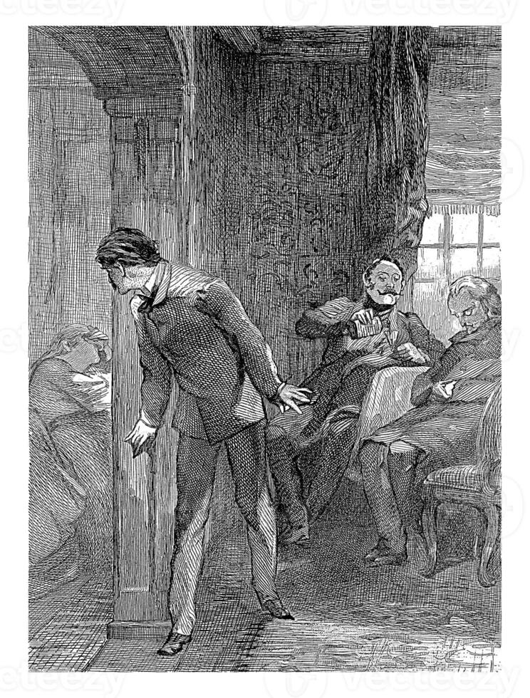 interieur met een Mens gluren in een ander kamer, willem staalink i, na Charles rochussen, 1836 - 1913 foto