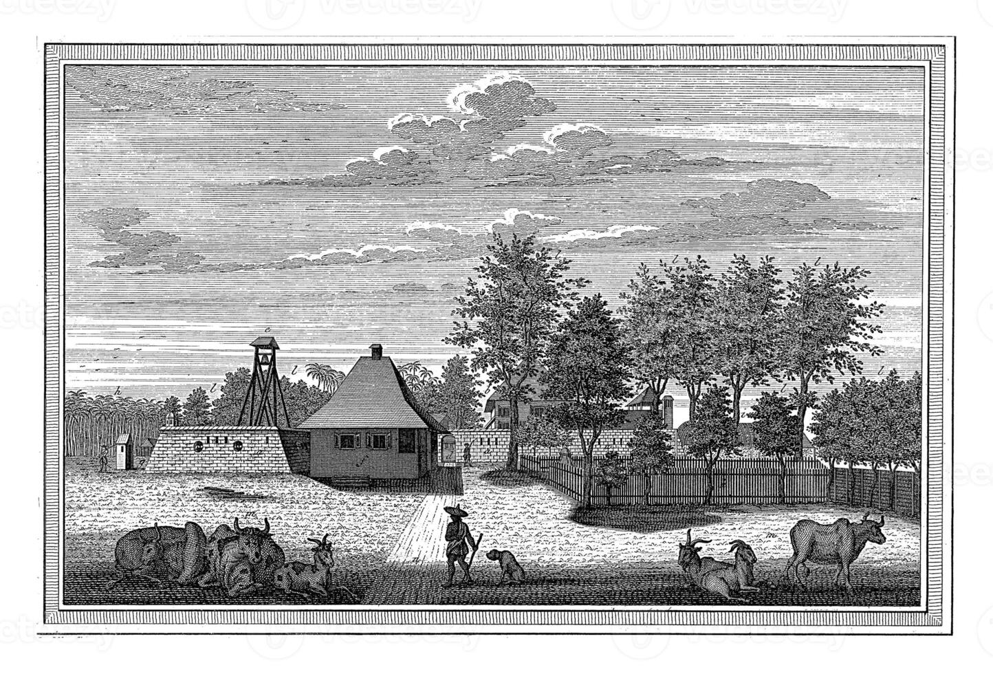visie van de fort Bij tangerang, Jakob busje der schel, 1747 - 1779 foto