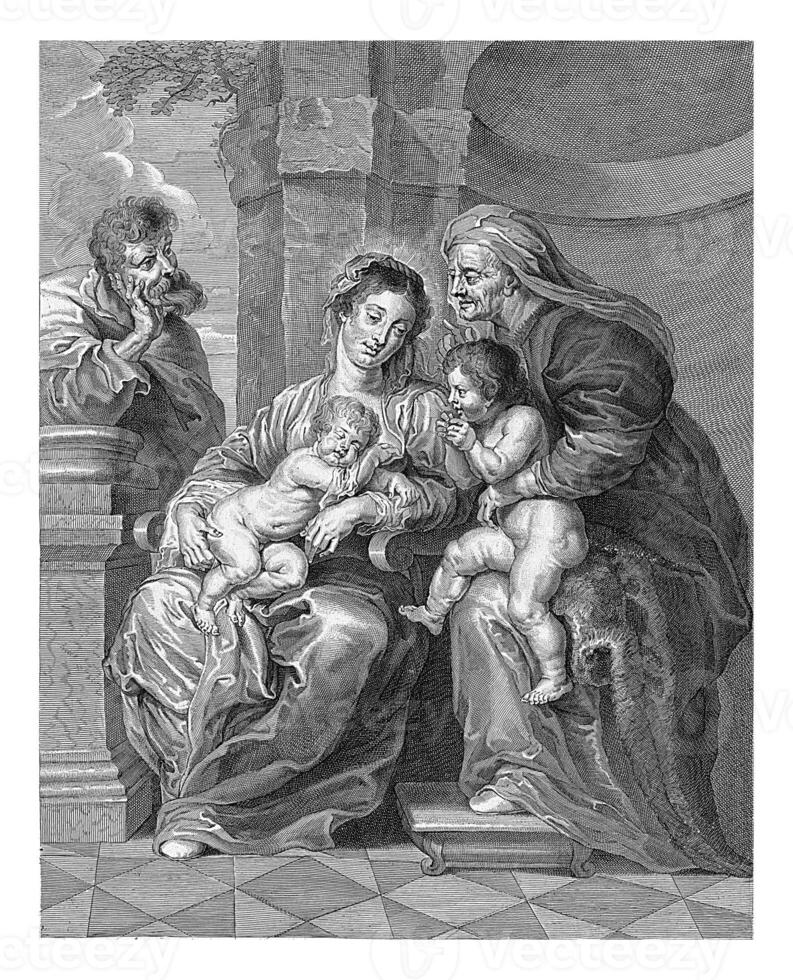 heilig familie met John de baptist en elisabet, hans witdoeck, na peter paul rubens, 1625 - 1642 foto