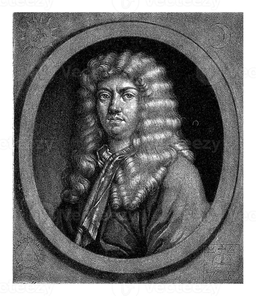 portret van Johann christoph wagenseil, pieter schenk i, na Spilbergen, 1705 - 1713 foto