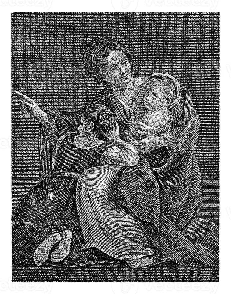 vrouw met twee kinderen, philippus vellijn, 1822 foto