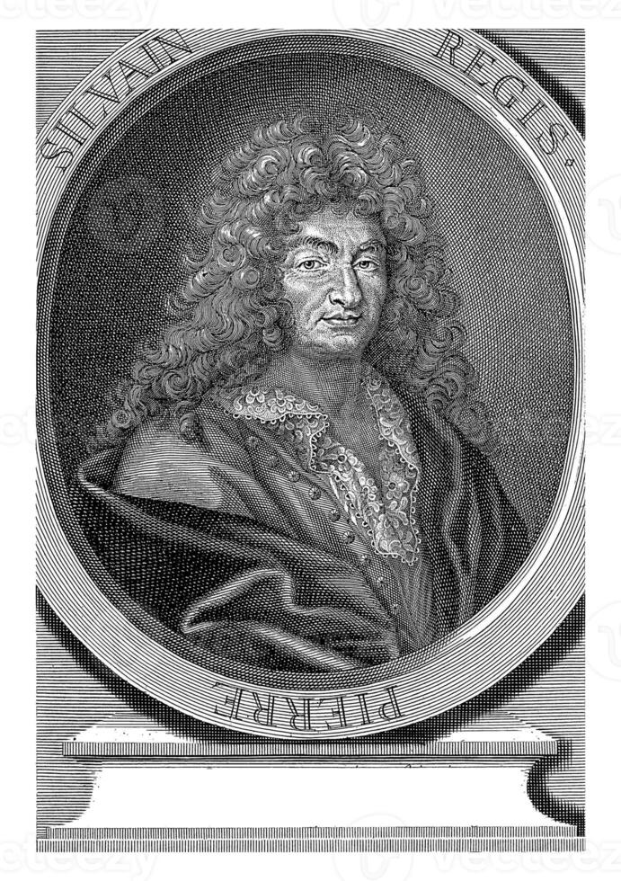 portret van pierre-silvain regis en profiel Aan een medaille, simon Thomasin, 1690 foto