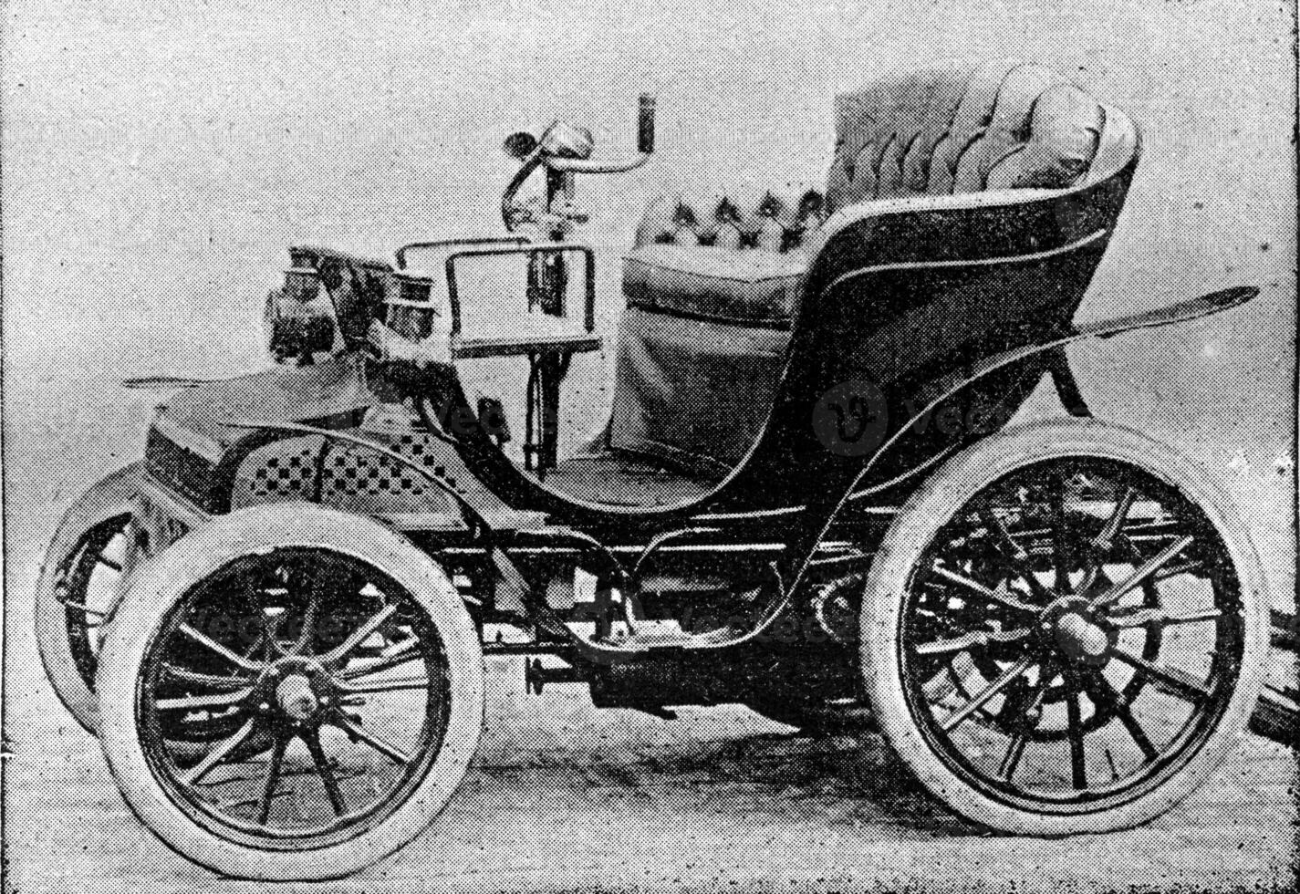 klein auto, wijnoogst gravure. foto