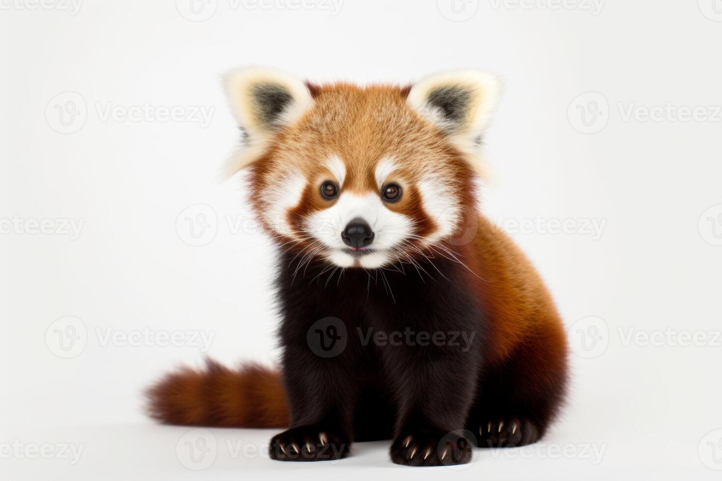 ai gegenereerd rood panda Aan wit achtergrond foto